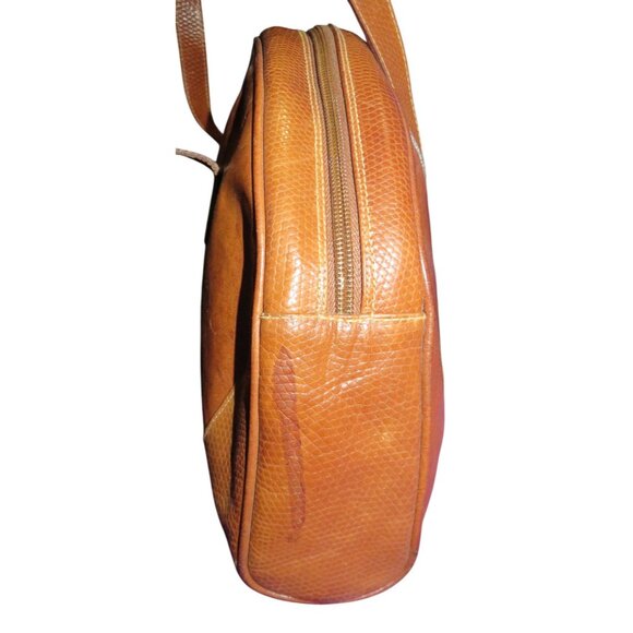 FURLA Vintage Y2K Italian Snakeskin Embossed & Smooth Calf Leather Satchel Bag - Picture 3 of 15